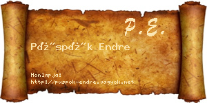 Püspök Endre névjegykártya