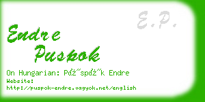 endre puspok business card